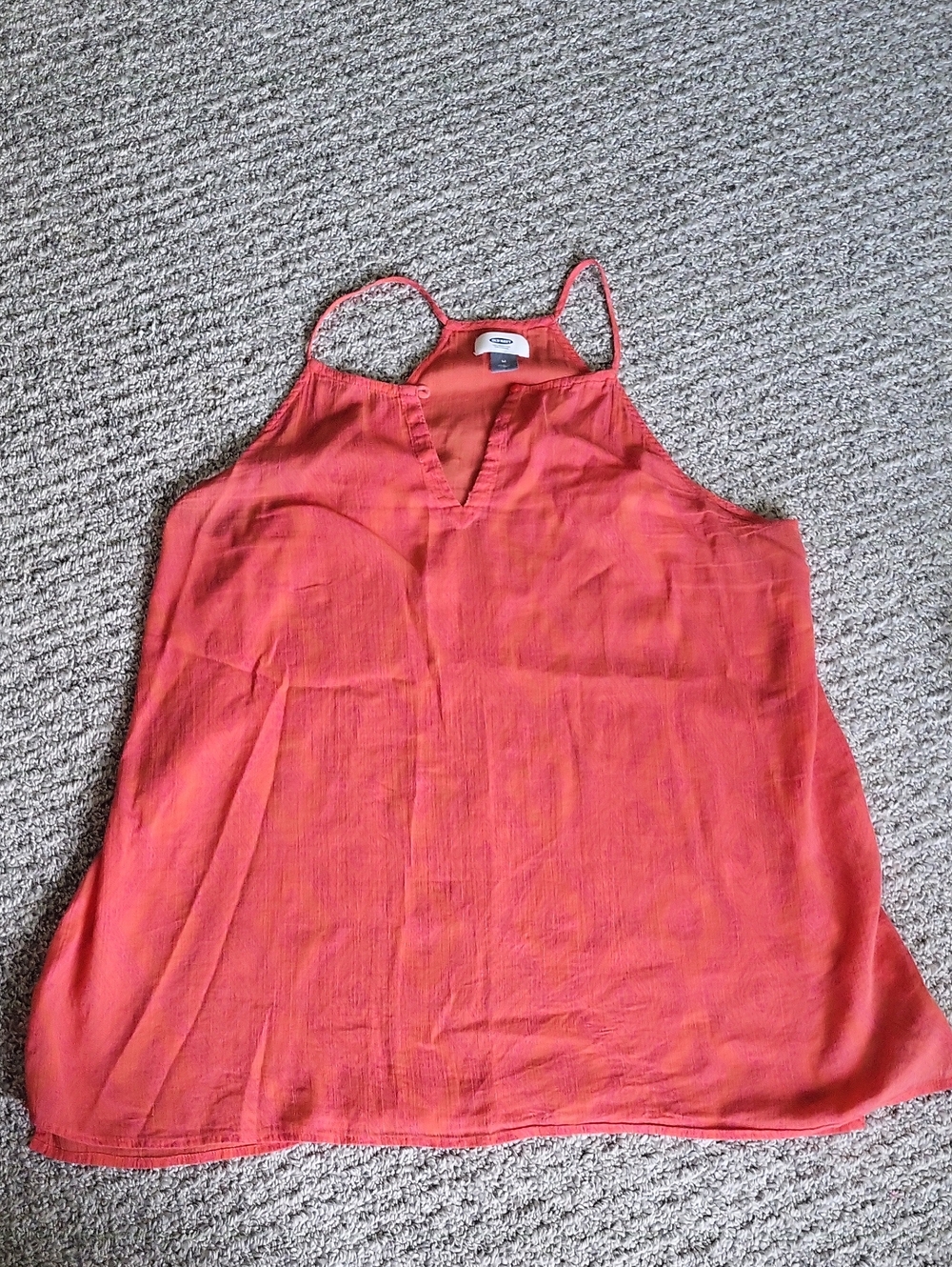 Old Navy Coral-Red Spaghetti Strap V-Notch Tank